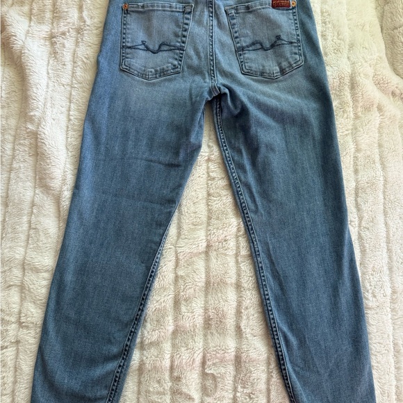 7 For All Mankind Kimmie Crop Jeans Women’s Size 28 Raw Hem Medium Wash - Picture 5 of 14